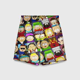 Детские спортивные шорты 3D с принтом SOUTH PARK   ЮЖНЫЙ ПАРК   УЗОР   PATTERN в Тюмени,  100% полиэстер
 | пояс оформлен широкой мягкой резинкой, ткань тянется
 | Тематика изображения на принте: eric cartman | park | pattern | south | south park | кайл | картман | картмен | кени | кеннет | кенни | они убили кени | парк | саус парк | сволочи | стэнли | узор | эрик | южный | южный парк