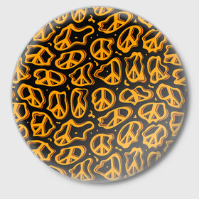Значок с принтом Пацифик. Знак мира в Тюмени,  металл | круглая форма, металлическая застежка в виде булавки | Тематика изображения на принте: pacific | peace | жест | знак | мир | мирный | пацифик | пис