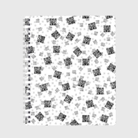 Тетрадь с принтом PATTERN | QR CODE в Тюмени, 100% бумага | 48 листов, плотность листов — 60 г/м2, плотность картонной обложки — 250 г/м2. Листы скреплены сбоку удобной пружинной спиралью. Уголки страниц и обложки скругленные. Цвет линий — светло-серый
 | patern | pattern | qr code | qr код | qrcode | qrкод | quick response code | куар | куар код | кью ар код | матричных штриховых кодов | патерн | паттерн | штриховых кодов