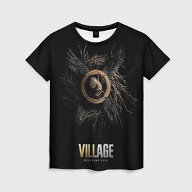 Женская футболка 3D с принтом RE Village Wings в Тюмени, 100% полиэфир ( синтетическое хлопкоподобное полотно) | прямой крой, круглый вырез горловины, длина до линии бедер | game | games | re | resident evil | игра | игры | обитель зла | резедент эвил | реседент ивел