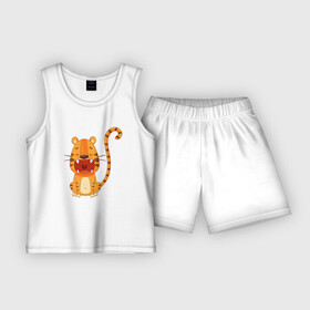 Детская пижама с шортами хлопок с принтом Голодный тигр в Тюмени,  |  | 2022 | год тигра | новый год | новый год 2022 | символ года | тигр | тигренок | тигрица | тигры