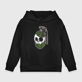 Детское худи Oversize хлопок с принтом Skull grenade в Тюмени, френч-терри — 70% хлопок, 30% полиэстер. Мягкий теплый начес внутри —100% хлопок | боковые карманы, эластичные манжеты и нижняя кромка, капюшон на магнитной кнопке | bones | check | grenade | hype | metal | orbits | skull | глазницы | граната | кости | металл | хайп | чека | череп