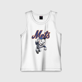 Детская майка хлопок с принтом New York Mets в Тюмени,  |  | ball | baseball | mascot | new york | team | usa | бейсбол | мяч | нью йорк | сша | талисман