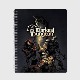 Тетрадь с принтом Darkest Dungeon Темнейшее подземелье в Тюмени, 100% бумага | 48 листов, плотность листов — 60 г/м2, плотность картонной обложки — 250 г/м2. Листы скреплены сбоку удобной пружинной спиралью. Уголки страниц и обложки скругленные. Цвет линий — светло-серый
 | darkest dungeon | dd | rpg | the butchers circus | the colour of madness | the crimson court | the shieldbreaker | игры | подземелье | темнейшее подземелье