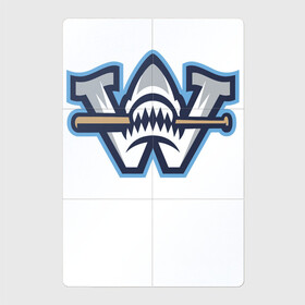 Магнитный плакат 2Х3 с принтом Wilmington Sharks в Тюмени, Полимерный материал с магнитным слоем | 6 деталей размером 9*9 см | baseball | bat | fangs | shark | team | usa | wilmington | акула | бейсбол | бита | вильмингтон | клыки | сша