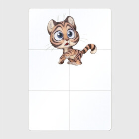 Магнитный плакат 2Х3 с принтом Тигренок испуганный в Тюмени, Полимерный материал с магнитным слоем | 6 деталей размером 9*9 см | год тигра | детский | для девушек | для детей | животные | звери | кошка | тигр | тигренок