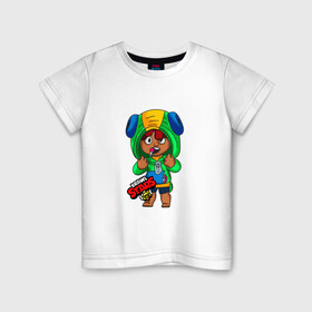 Детская футболка хлопок с принтом Leon из Brawl Stars - в Тюмени, 100% хлопок | круглый вырез горловины, полуприлегающий силуэт, длина до линии бедер | brawl stars | brawlers | leon | бравл старс | бравлер | игры | леон | персонажи