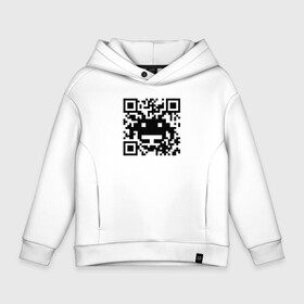 Детское худи Oversize хлопок с принтом QR Monster в Тюмени, френч-терри — 70% хлопок, 30% полиэстер. Мягкий теплый начес внутри —100% хлопок | боковые карманы, эластичные манжеты и нижняя кромка, капюшон на магнитной кнопке | Тематика изображения на принте: 19 | code | corona | covid | meme | memes | monster | ncov | ncov19 | qr | quick | response | virus | антивирус | антикоронавирус | быстрый | вирус | ковид | код | корона | коронавирус | мем | мемы | монстр | отклик