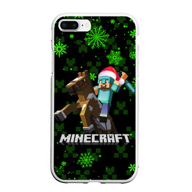 Чехол для iPhone 7Plus/8 Plus матовый с принтом MINECRAFT НОВОГОДНИЙ КРИПЕРЫ в Тюмени, Силикон | Область печати: задняя сторона чехла, без боковых панелей | 2022 | block | creeper | cube | minecraft | piggy | pixel | tnt | блок | гаст | геометрия | дед мороз | крафт | крипер | кубики | майнкрафт | новогодний minecraft | новогодний майнкрафт | новый год | пиксели | санта клаус | свинья | тнт