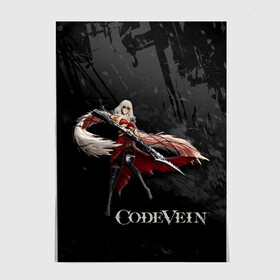 Постер с принтом Ева Ру Code Vein в Тюмени, 100% бумага
 | бумага, плотность 150 мг. Матовая, но за счет высокого коэффициента гладкости имеет небольшой блеск и дает на свету блики, но в отличии от глянцевой бумаги не покрыта лаком | eva | eva roux | roux | девушка | ева | игра | код вейн | персонаж | роукс