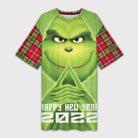 Платье-футболка 3D с принтом Зимний Гринч в Тюмени,  |  | Тематика изображения на принте: 2020 | 2021 | 2022 | америка | дед мороз | декабрь | дисней | зеленый | зима | злодей | классная | крутая | новый год | подарки | праздник | россия | январь
