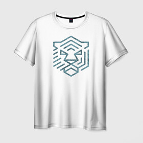 Мужская футболка 3D с принтом Знак тигр 2022 в Тюмени, 100% полиэфир | прямой крой, круглый вырез горловины, длина до линии бедер | 2022 | кошки | линии | новый год | оранжевый | праздник | тигр