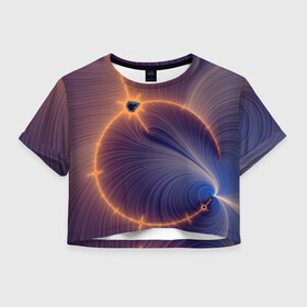 Женская футболка Crop-top 3D с принтом Black Hole Tribute design в Тюмени, 100% полиэстер | круглая горловина, длина футболки до линии талии, рукава с отворотами | астрономия | астрофизика | вселенная | галактика | звезда | космос | фрактал | черная дыра