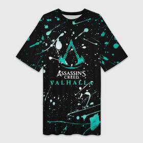 Платье-футболка 3D с принтом Assassin s creed Valhalla Брызги красок. в Тюмени,  |  | slayer | valhalla | асасин | ассасин крид | ассасин крид вальгалла | ассассин | вальгалла | тамплиеры