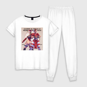 Женская пижама хлопок с принтом Street Fighter Новый год в Тюмени, 100% хлопок | брюки и футболка прямого кроя, без карманов, на брюках мягкая резинка на поясе и по низу штанин | anime | street fighter | аниме | игра | новый год