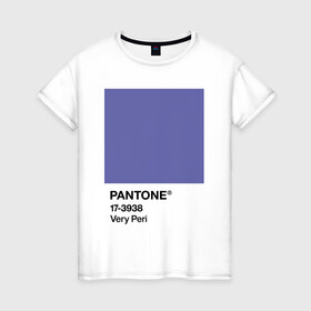 Женская футболка хлопок с принтом Цвет Pantone 2022 года - Very Peri в Тюмени, 100% хлопок | прямой крой, круглый вырез горловины, длина до линии бедер, слегка спущенное плечо | pantone | very peri | violet | графический дизайн | дизайн | дизайнерский мем | дизигн | дизигнер | мем | пантон | сиреневый | фиолетовый | цвет 2022 года | цвет года | цвет пантон