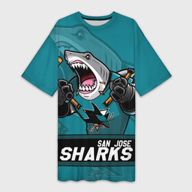 Платье-футболка 3D с принтом San Jose Sharks, Сан Хосе Шаркс в Тюмени,  |  | hockey | nhl | san jose | san jose sharks | sharks | usa | акула | маскот | нхл | сан хосе | санхосе | санхосе шаркс | спорт | сша | хоккей | шайба | шаркс