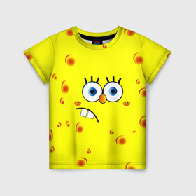 Детская футболка 3D с принтом Губка БОБ 2022 в Тюмени, 100% гипоаллергенный полиэфир | прямой крой, круглый вырез горловины, длина до линии бедер, чуть спущенное плечо, ткань немного тянется | губка боб | желтый | квадратные штаны | мультфильм | смайлик | спанч боб