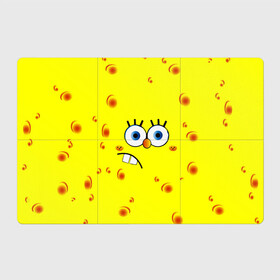 Магнитный плакат 3Х2 с принтом Губка БОБ 2022 в Тюмени, Полимерный материал с магнитным слоем | 6 деталей размером 9*9 см | Тематика изображения на принте: губка боб | желтый | квадратные штаны | мультфильм | смайлик | спанч боб