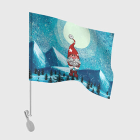 Флаг для автомобиля с принтом Маленький гном Санта в Тюмени, 100% полиэстер | Размер: 30*21 см | 2022 | дед мороз | новый год | рождество | санта