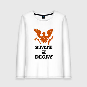 Женский лонгслив хлопок с принтом State of Decay | Эмблема | Лого в Тюмени, 100% хлопок |  | logo | state of decay | survival horror | undead labs | загнивающий штат | зомби апокалипсис | лого | логотип | стадия разложения | стейт оф декай | эмблема