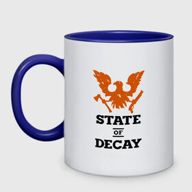 Кружка двухцветная с принтом State of Decay | Эмблема | Лого в Тюмени, керамика | объем — 330 мл, диаметр — 80 мм. Цветная ручка и кайма сверху, в некоторых цветах — вся внутренняя часть | logo | state of decay | survival horror | undead labs | загнивающий штат | зомби апокалипсис | лого | логотип | стадия разложения | стейт оф декай | эмблема