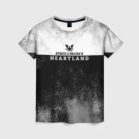 Женская футболка 3D с принтом State of Decay | Heartland | Logo в Тюмени, 100% полиэфир ( синтетическое хлопкоподобное полотно) | прямой крой, круглый вырез горловины, длина до линии бедер | heartland | logo | state of decay | survival horror | undead labs | загнивающий штат | зомби апокалипсис | лого | логотип | стадия разложения | стейт оф декай | эмблема