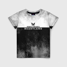 Детская футболка 3D с принтом State of Decay | Heartland | Logo в Тюмени, 100% гипоаллергенный полиэфир | прямой крой, круглый вырез горловины, длина до линии бедер, чуть спущенное плечо, ткань немного тянется | Тематика изображения на принте: heartland | logo | state of decay | survival horror | undead labs | загнивающий штат | зомби апокалипсис | лого | логотип | стадия разложения | стейт оф декай | эмблема