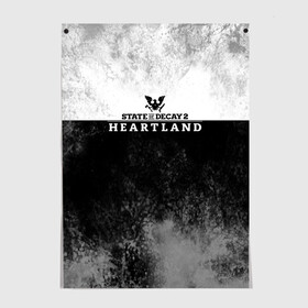 Постер с принтом State of Decay Heartland Logo в Тюмени, 100% бумага
 | бумага, плотность 150 мг. Матовая, но за счет высокого коэффициента гладкости имеет небольшой блеск и дает на свету блики, но в отличии от глянцевой бумаги не покрыта лаком | Тематика изображения на принте: heartland | logo | state of decay | survival horror | undead labs | загнивающий штат | зомби апокалипсис | лого | логотип | стадия разложения | стейт оф декай | эмблема