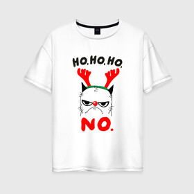 Женская футболка хлопок Oversize с принтом НЕПРАВИЛЬНЫЙ ОЛЕНЬ в Тюмени, 100% хлопок | свободный крой, круглый ворот, спущенный рукав, длина до линии бедер
 | 2022 | cat | cats | christmas | cold | deer | klaus | mem | meme | memes | merry | new | santa | snow | what | winter | year | год | зима | клаус | кот | котейка | котенок | котик | котэ | кошка | мем | мемы | мороз | новый | олень | рождес