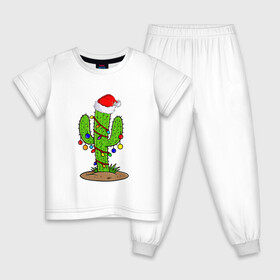 Детская пижама хлопок с принтом НОВОГОДНИЙ КАКТУС CHRISTMAS CACTUS в Тюмени, 100% хлопок |  брюки и футболка прямого кроя, без карманов, на брюках мягкая резинка на поясе и по низу штанин
 | Тематика изображения на принте: 2022 | cactus | christmas | cold | garland | klaus | merry | new | santa | snow | winter | year | герлянды | гирлянда | год | елка | ёлки | ель | зима | кактус | клаус | мороз | новый | рождество | санта | снег | фонарики | холод