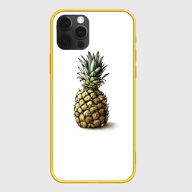 Чехол для iPhone 12 Pro с принтом Pineapple watercolor в Тюмени, силикон | область печати: задняя сторона чехла, без боковых панелей | pineapple | ананас | графика | еда | рисунок | фрукт