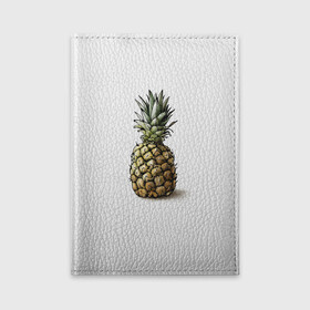 Обложка для автодокументов с принтом Pineapple watercolor в Тюмени, натуральная кожа |  размер 19,9*13 см; внутри 4 больших “конверта” для документов и один маленький отдел — туда идеально встанут права | Тематика изображения на принте: pineapple | ананас | графика | еда | рисунок | фрукт