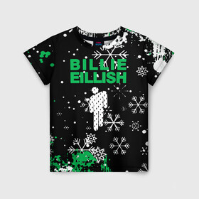 Детская футболка 3D с принтом billie eilish | новый год | снежинки в Тюмени, 100% гипоаллергенный полиэфир | прямой крой, круглый вырез горловины, длина до линии бедер, чуть спущенное плечо, ткань немного тянется | be | billie | billie eilish | blohsh | ghoul | билли | билли айлиш
