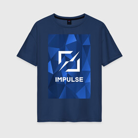 Женская футболка хлопок Oversize с принтом Cobalt Impulse в Тюмени, 100% хлопок | свободный крой, круглый ворот, спущенный рукав, длина до линии бедер
 | esport | impulse | импульс | киберспорт | лгу | сккимпульс | студенты