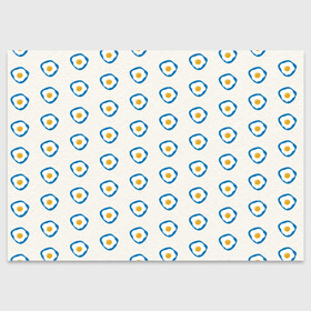 Поздравительная открытка с принтом Утро начинается с яичницы в Тюмени, 100% бумага | плотность бумаги 280 г/м2, матовая, на обратной стороне линовка и место для марки
 | еда | завтрак | паттерн | яичница | яйца
