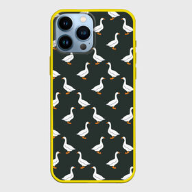 Чехол для iPhone 13 Pro Max с принтом Гуси паттерн в Тюмени,  |  | goose | gooses | водоплавающие животные | гуси | гусь | дичь | домашние птицы | животные | паттерн | птицы | утки