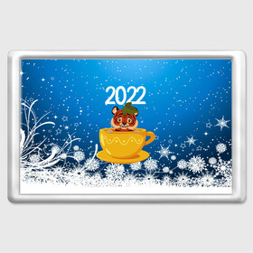 Магнит 45*70 с принтом Тигр в кружке (Новый год 2022) в Тюмени, Пластик | Размер: 78*52 мм; Размер печати: 70*45 | Тематика изображения на принте: 2022 | год тигра | новый год | новый год 2022 | символ года | тигр | тигренок | тигрица | тигры