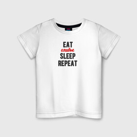 Детская футболка хлопок с принтом Eat оливье Sleep Repeat в Тюмени, 100% хлопок | круглый вырез горловины, полуприлегающий силуэт, длина до линии бедер | 2022 | christmas | eat | eatsleeprepeat | newyear | repeat | sleep | новогоднее | новыйгод | оливье | праздник | рождество | салат