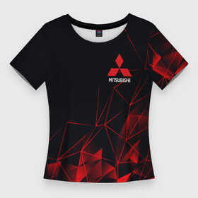 Женская футболка 3D Slim с принтом MITSUBISHI GEOMETRY RED SPORT JAPAN в Тюмени,  |  | japan | mitsubishi | sport | митсубиси | митсубиши | спорт | япония