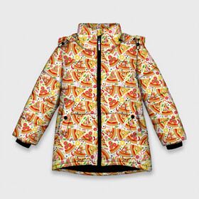 Зимняя куртка для девочек 3D с принтом Пицца (Pizza) в Тюмени, ткань верха — 100% полиэстер; подклад — 100% полиэстер, утеплитель — 100% полиэстер. | длина ниже бедра, удлиненная спинка, воротник стойка и отстегивающийся капюшон. Есть боковые карманы с листочкой на кнопках, утяжки по низу изделия и внутренний карман на молнии. 

Предусмотрены светоотражающий принт на спинке, радужный светоотражающий элемент на пуллере молнии и на резинке для утяжки. | fast food | pizza | pizzeria | блюдо | быстрое питание | еда | жратва | завтрак | застол | ингредиенты для пиццы | итальянская еда | корм | кухня | кушанье | лепёшка | обед | перекус | пирог | пицца | пиццерия | пища