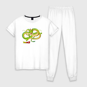 Женская пижама хлопок с принтом Shenron (Dragon Ball Z) в Тюмени, 100% хлопок | брюки и футболка прямого кроя, без карманов, на брюках мягкая резинка на поясе и по низу штанин | anime | dragonball | аниме | анимэ | драконий | жемчуг | манга