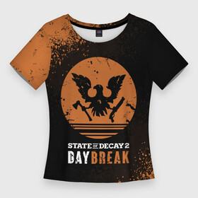 Женская футболка 3D Slim с принтом Day Break  State of Decay 2 в Тюмени,  |  | day break | daybreak | logo | state of decay | survival horror | undead labs | загнивающий штат | зомби апокалипсис | лого | логотип | стадия разложения | стейт оф декай | эмблема