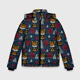 Зимняя куртка для мальчиков 3D с принтом Вязаный стиль новогодний тигр 2022 в Тюмени, ткань верха — 100% полиэстер; подклад — 100% полиэстер, утеплитель — 100% полиэстер | длина ниже бедра, удлиненная спинка, воротник стойка и отстегивающийся капюшон. Есть боковые карманы с листочкой на кнопках, утяжки по низу изделия и внутренний карман на молнии. 

Предусмотрены светоотражающий принт на спинке, радужный светоотражающий элемент на пуллере молнии и на резинке для утяжки | 2022 | год тигра | новый год | новый год 2022 | символ года | тигр | тигренок | тигрица | тигры