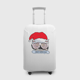 Чехол для чемодана 3D с принтом Новогодний Диско Енотик в Тюмени, 86% полиэфир, 14% спандекс | двустороннее нанесение принта, прорези для ручек и колес | енот | енотики | новогоднийенот | подарокенот | рождество