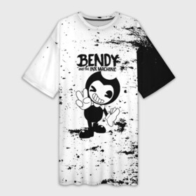 Платье-футболка 3D с принтом [Bendy and the ink machine]  Black  White в Тюмени,  |  | bendy | bendy and the ink machine | бенди | бенди и чернильная машина | большие чудеса | взлёты и падения | движущиеся картинки | последняя бобина | старая песня