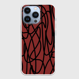 Чехол для iPhone 13 Pro с принтом Кот пробежал в Тюмени,  |  | в топе | в тренде | каракули | линяя | нить | новинка | орнамент | популярное | популярное узор | стиль | узор | чёрная линяя | чёрное на красном