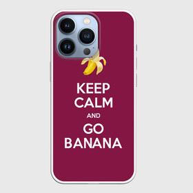 Чехол для iPhone 13 Pro с принтом Keep calm and go banana в Тюмени,  |  | banana | fruit | joke | keep calm and go banana | royal motto | банан | иди на банан | королевский девиз | успокойся | фрукт | шутка