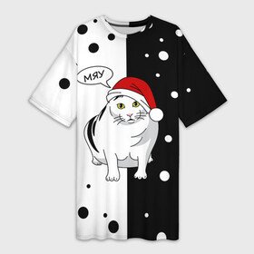 Платье-футболка 3D с принтом КОТ БЕРНАРД  МЯУ в Тюмени,  |  | Тематика изображения на принте: bender | cat | meme | memes | meow | бендер | кот | кошка | любимому | мем | мемы | мяй | нг | новый год | подарок | прикол | толстый | хочу
