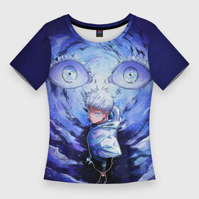 Женская футболка 3D Slim с принтом Маленький Сатору Годжо с прекрасными глазами Магическая битва в Тюмени,  |  | anime | gojo | jujutsu kaisen | manga | satoru | sukuna | аниме | годзе | гото | готу | итадори | магическая битва | манга | сатору | сукуна